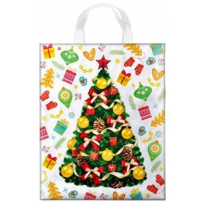 Пакет подарочный новогодний полиэтиленовый с петлевой ручкой 28х35 см 55 мкм День подарков 25 шт