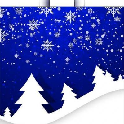 Пакет подарочный новогодний полиэтиленовый с петлевой ручкой 38*43.5 см 35 мкм Снежные елки на синем