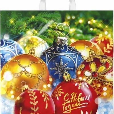 Пакет подарочный новогодний полиэтиленовый с петлевой ручкой 40х42 см 45 мкм Елкины подарки 25 шт