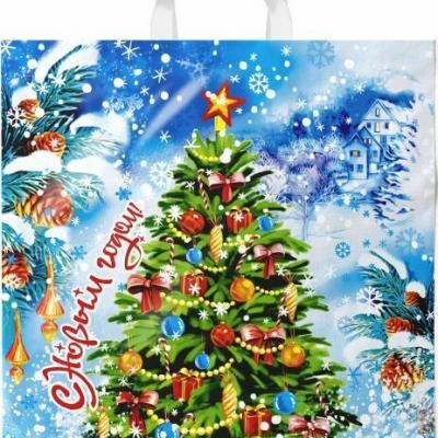 Пакет подарочный новогодний полиэтиленовый с петлевой ручкой 40х42 см 45 мкм Здравствуй, Ёлка 25 шт