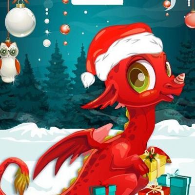 Пакет подарочный новогодний полиэтиленовый с прорубной ручкой 38х45 см 60 мкм Красивый дракоша 50 шт