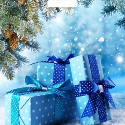 Пакет подарочный новогодний полиэтиленовый с прорубной ручкой 38х45 см 60 мкм Подарки зимы 50 шт