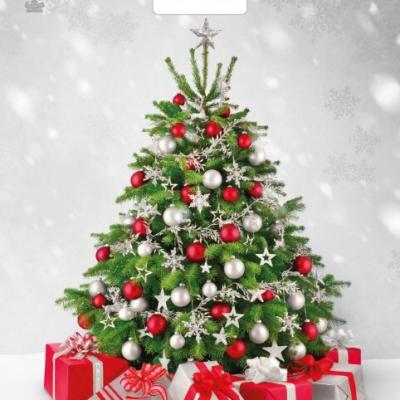 Пакет подарочный новогодний полиэтиленовый с прорубной ручкой 39х47.5 см 60 мкм Подарки у елки 50 шт