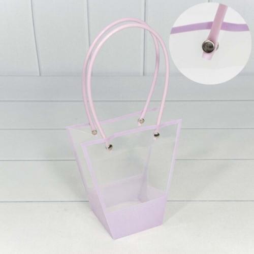 Пакет подарочный пластиковый ваза для цветов 16*16*8 см Сиреневый 443467
