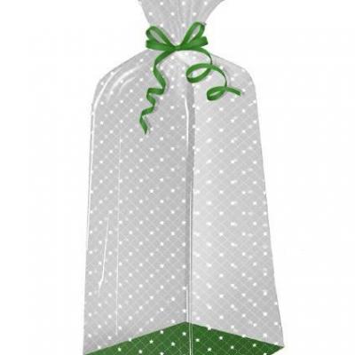 Пакет подарочный прозрачный с жестким дном 30*11*7 см Аргайл 12 шт/уп 30 мкм ЦЕНА ЗА УПАКОВКУ