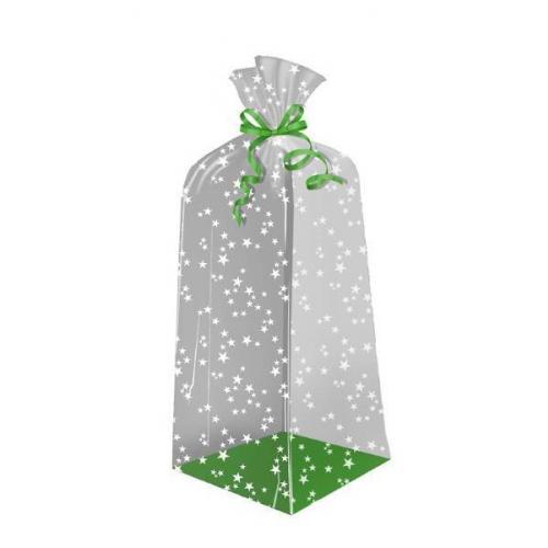 Пакет подарочный прозрачный с жестким дном 30*11*7 см Звездный путь 12 шт/уп 30 мкм ЦЕНА ЗА УПАКОВКУ