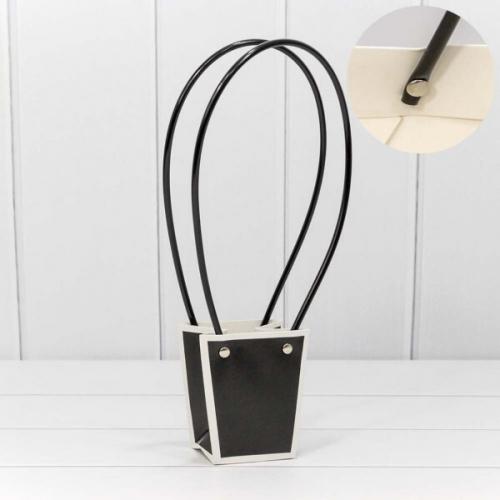 Пакет подарочный ваза для цветов 10*9*6.5 см Черный/белый 443920