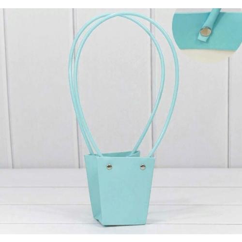 Пакет подарочный ваза для цветов 10*9*6.5 см Голубой 443428