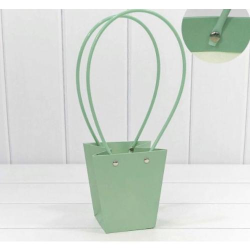 Пакет подарочный ваза для цветов 12.5*12*8 см Бледно-зеленый 44077815