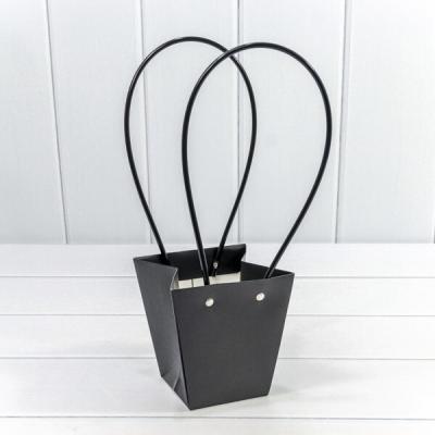 Пакет подарочный ваза для цветов 12.5*12*8 см Черный 441719