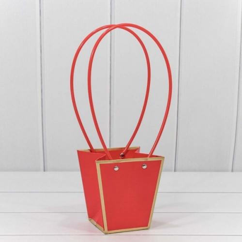 Пакет подарочный ваза для цветов 12.5*12*8 см Красный 445070