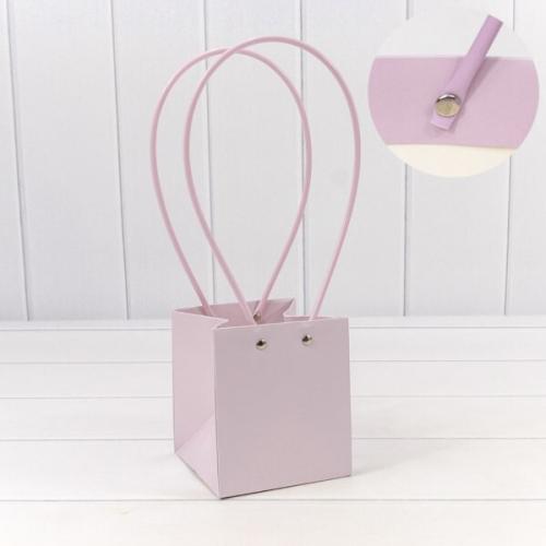 Пакет подарочный ваза для цветов 13*11.5*10.5 см Светло-сиреневый 446975