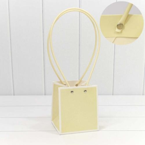 Пакет подарочный ваза для цветов 13*11.5*11.5 см Бежевый 441072