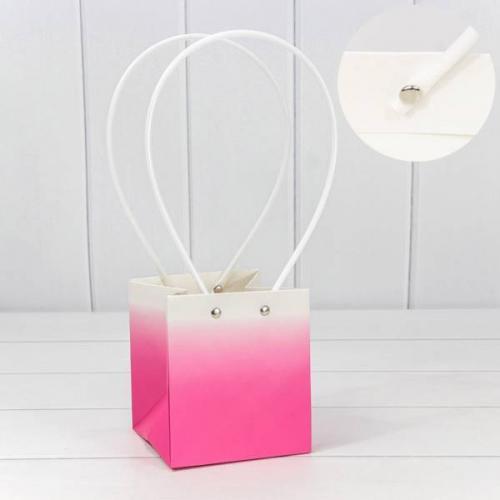 Пакет подарочный ваза для цветов 13*11.5*11.5 см Градиент розовый 441631
