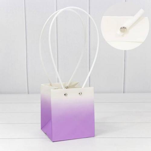 Пакет подарочный ваза для цветов 13*11.5*11.5 см Градиент сиреневый 441632