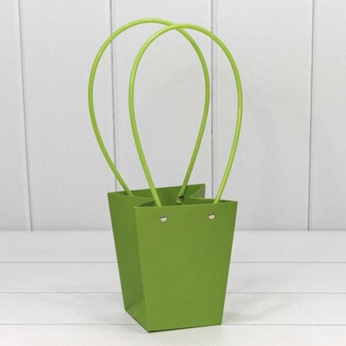 Пакет подарочный ваза для цветов 15.5*13.5*9.5 см Салатовый 445495