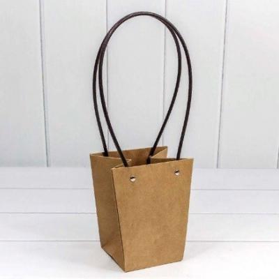 Пакет подарочный ваза для цветов 15.5*13*9.5 см Крафт 449507