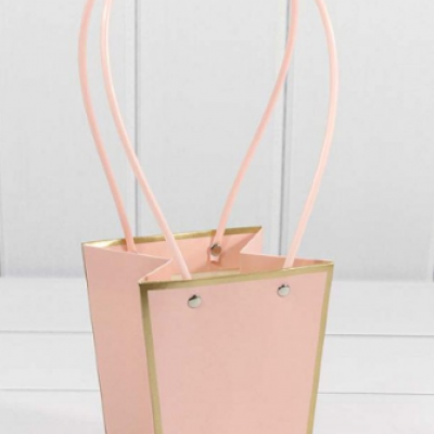 Пакет подарочный ваза для цветов 15.5*13*9.5 см Розовый 445068