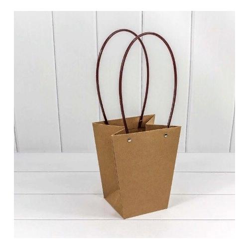 Пакет подарочный ваза для цветов 20*17*12 см Крафт 440816