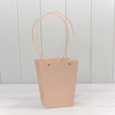 Пакет подарочный ваза для цветов 20*17*12 см Персиковый 4420487