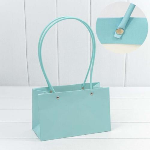 Пакет подарочный ваза для цветов 22*13.5*10.5 см Голубой 441086