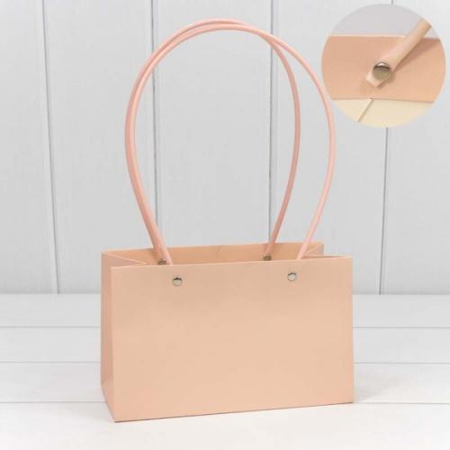 Пакет подарочный ваза для цветов 22*13.5*10.5 см Персиковый 441310