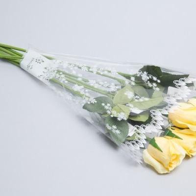 Пакет полипропиленовый для цветов 30*40 см Рюмка Мелодия Цветочки белый 50 шт/уп 621385
