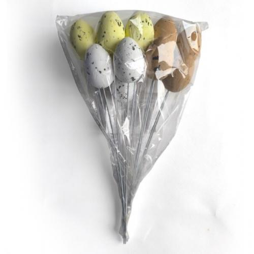 Пасхальный декор 'Яйцо на палочке' 2,5*3,5 см (12 штук) 172173