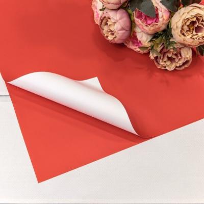 Пленка флористическая матовая в листах 55*55 см Красный/белый 20 л/уп 441577