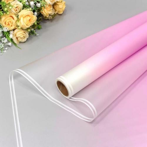 Пленка флористическая матовая в рулоне 58 см*10 м С двойной белой полосой сиреневый 441676