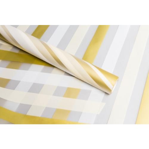 Пленка флористическая матовая в рулоне 60 см*10 м Премиум Радуга золото 622521