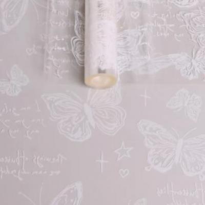 Пленка упаковочная прозрачная с рисунком для цветов и подарков в рулоне Бабочки 70 см Белый 621927