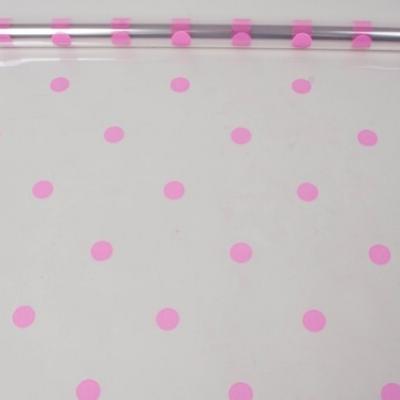Пленка упаковочная прозрачная с рисунком для цветов и подарков в рулоне Горошины 70 см Розовый