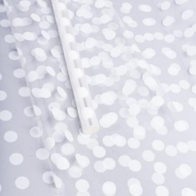 Пленка упаковочная прозрачная с рисунком для цветов и подарков в рулоне Горох18 70 см*8 м Белый 622506