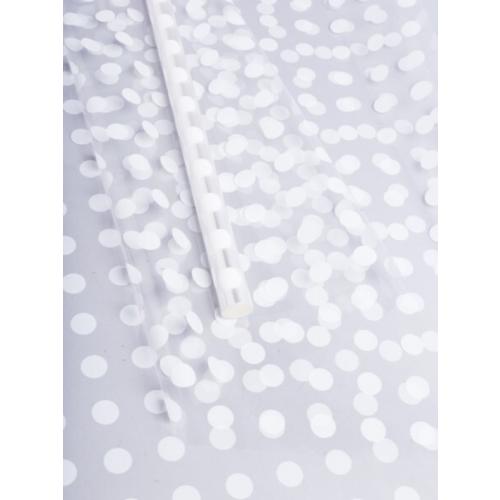 Пленка упаковочная прозрачная с рисунком для цветов и подарков в рулоне Горох18 70 см*8 м Белый 622506