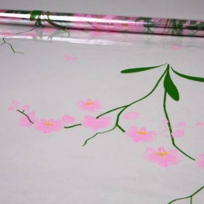Пленка упаковочная прозрачная с рисунком для цветов и подарков в рулоне Орхидея 70 см Розовый