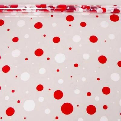 Пленка упаковочная прозрачная с рисунком для цветов и подарков в рулоне Серпантин 70 см*7.8 м 200 г Белый/красный