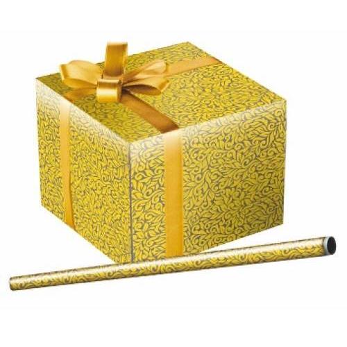 Пленка упаковочная прозрачная с рисунком для цветов и подарков в рулоне Золотые узоры 70 см*10 м 40 мкм