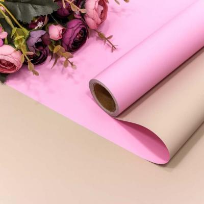Плёнка флористическая матовая в рулоне двухсторонняя 58 см*10 м Розовый/бежевый 60 мкм 1304/12