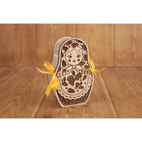 Подарочная коробка из дерева 13*8*5 см Матрешка 15194