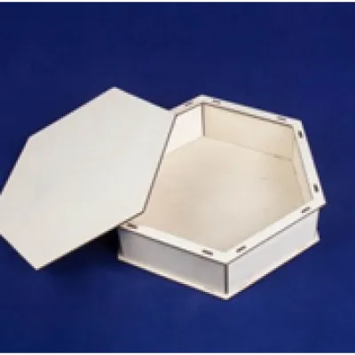 Подарочная коробка из дерева шестигранная с крышкой 22.5*26*7 см Фанера 15325
