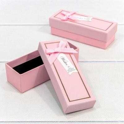 Подарочная коробка прямоугольник 12*4.5*3.5 см Розовый с бантиком 445091