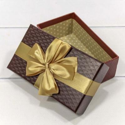 Подарочная коробка прямоугольник 15.5*9*5.8 см Коричневый с рифленой поверхностью 440197кор
