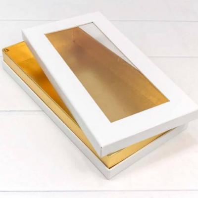 Подарочная коробка прямоугольник 30*15.5*4.5 см С окном белый с золотом 4464102