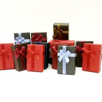 Подарочная коробка прямоугольник 8*5*2.5 см Ассорти с бантом 24 шт 49323, цена за шт