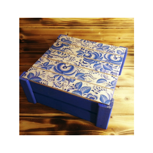 Подарочная коробка реечная 20*20*9 см Гжель 23064