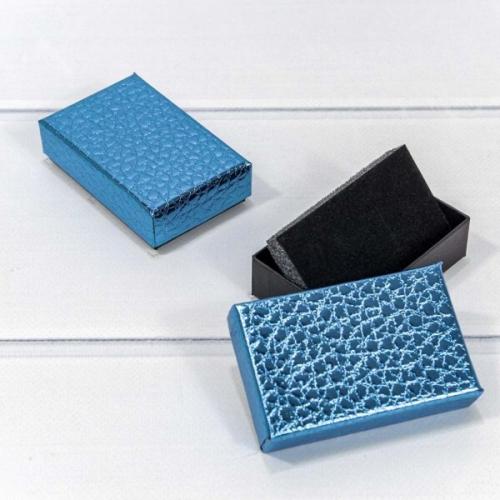 Подарочная коробка ювелирная 5*8*2.5 см Кожа крокодила синий 444214