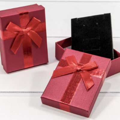 Подарочная коробка ювелирная С бантиком 7*9*3 см Красный 445056