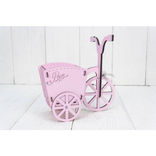 Подарочное кашпо деревянное 21*10*20 см Велосипед розовый 15484