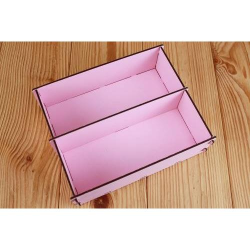 Подарочное кашпо деревянное 21*17.5*7 см Розовый 2 отделения 152203